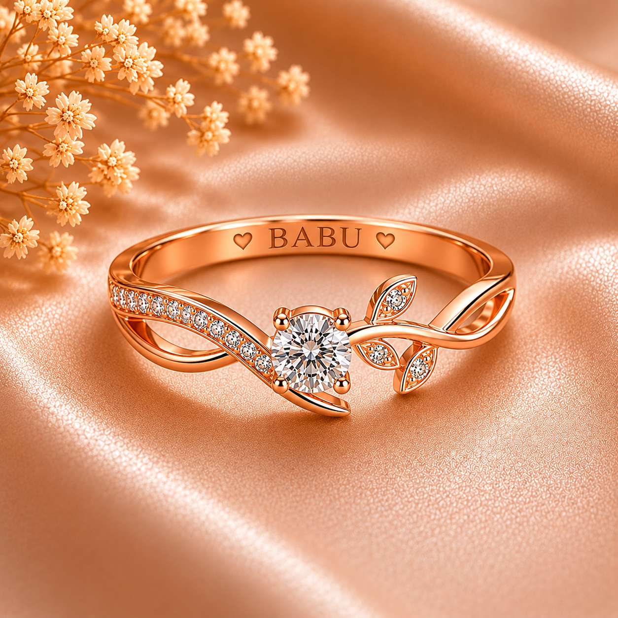 BABU Golden Leaf Spark Ring