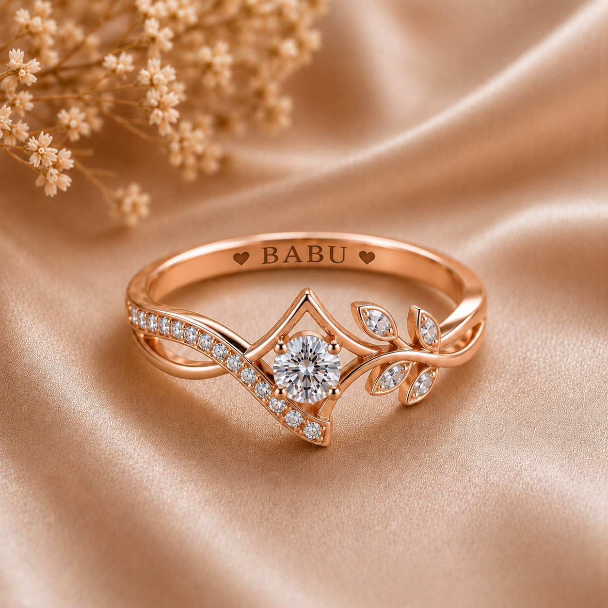 BABU Royal Leaf Diamond Ring