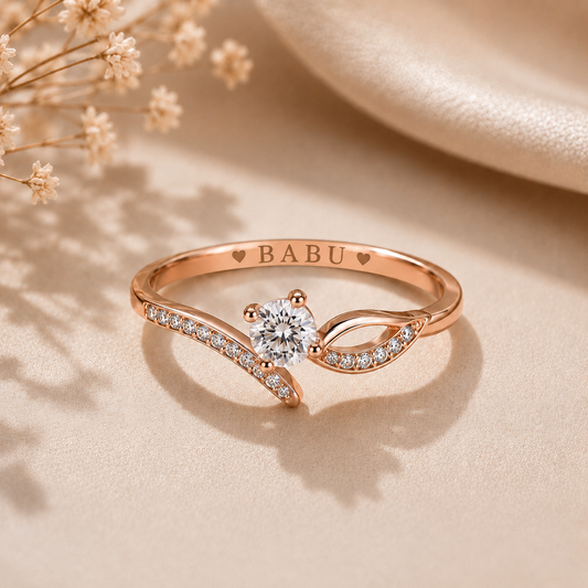 BABU Elegant Leaf Charm Ring