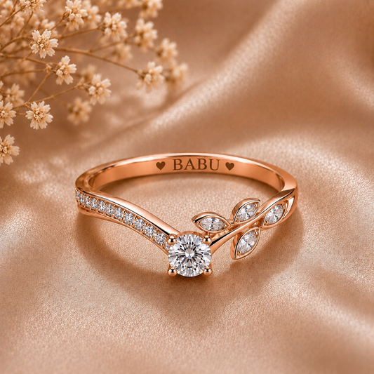 BABU Elegant Leaf Spark Ring